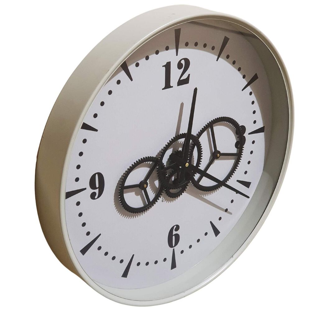 Tajemniczy Ogród Zegar ścienny metalowy, 50 cm, z ozdobnym mechanizmem, szary