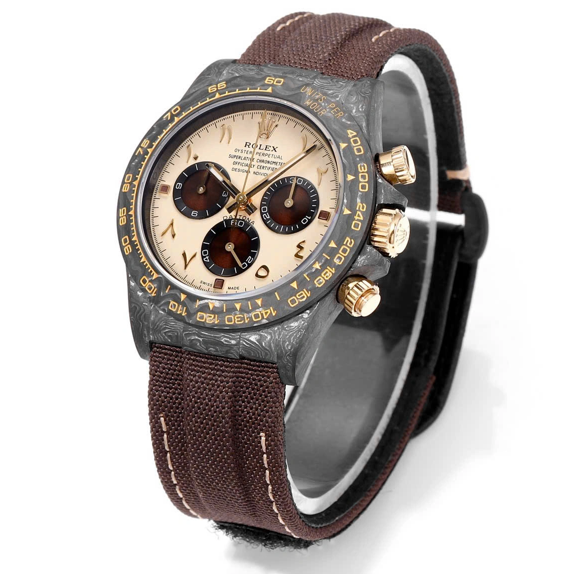 [2026 Mirror Grade]Rolex Daytona DIW Carbon “DESERT EAGLE ARABIC” 40mm Replica 1:1 – Top Quality Version