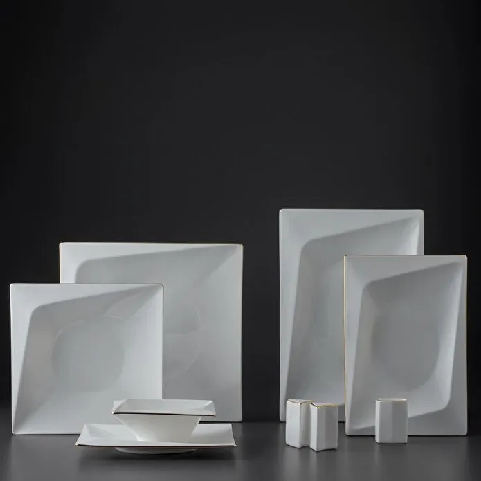 Service de table carré Jumbo Fold Gold 58 pièces pour 12 personnes