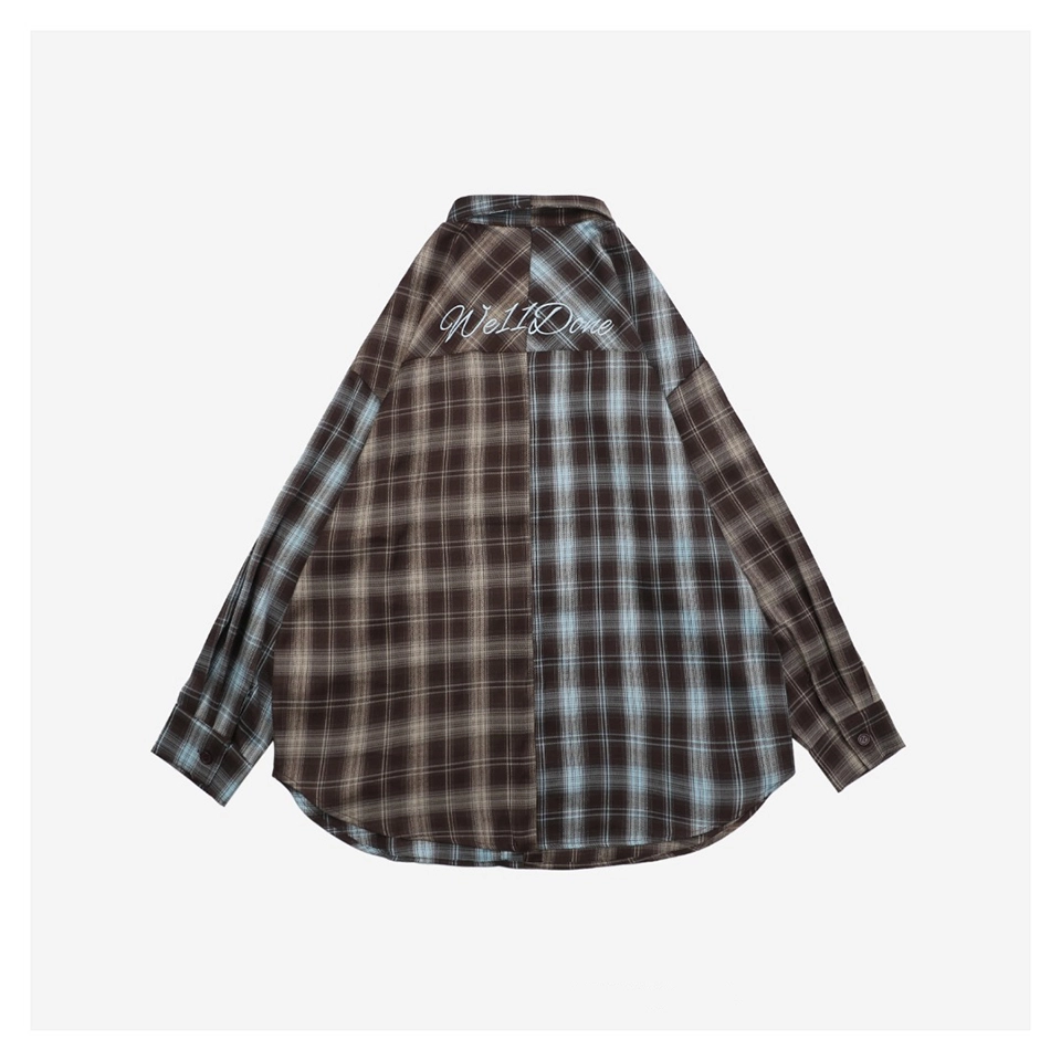 We11done Plaid Panel Embroidered Shirt