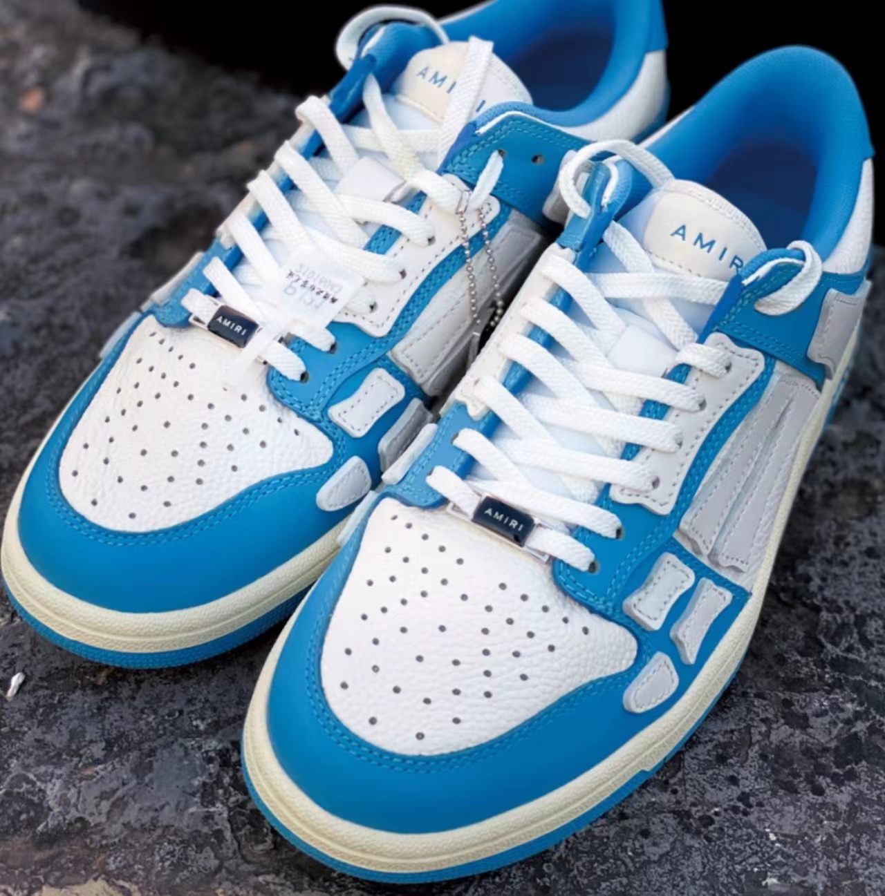 Amiri Skel Top Low White Light Blue Sneakers