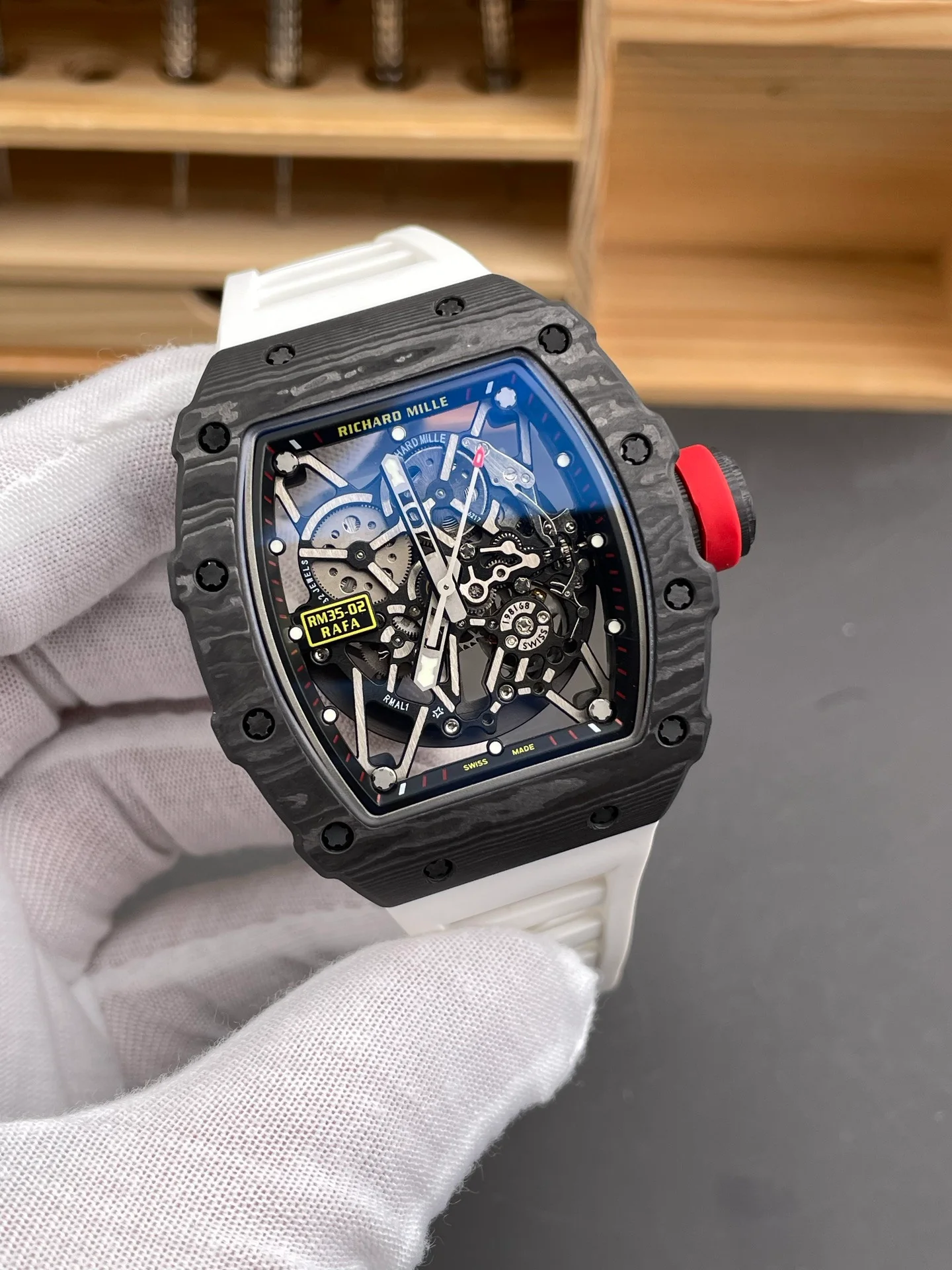 RM35-02 Carbon Fiber Red Bezel