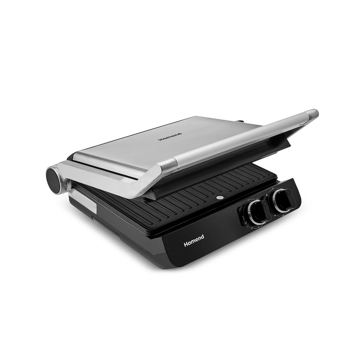 Homend Grilliant 1342H 3 en 1 Boîtier en Inox avec Plaques en Fonte XL Double Face - Machine à Sandwiches et Grill