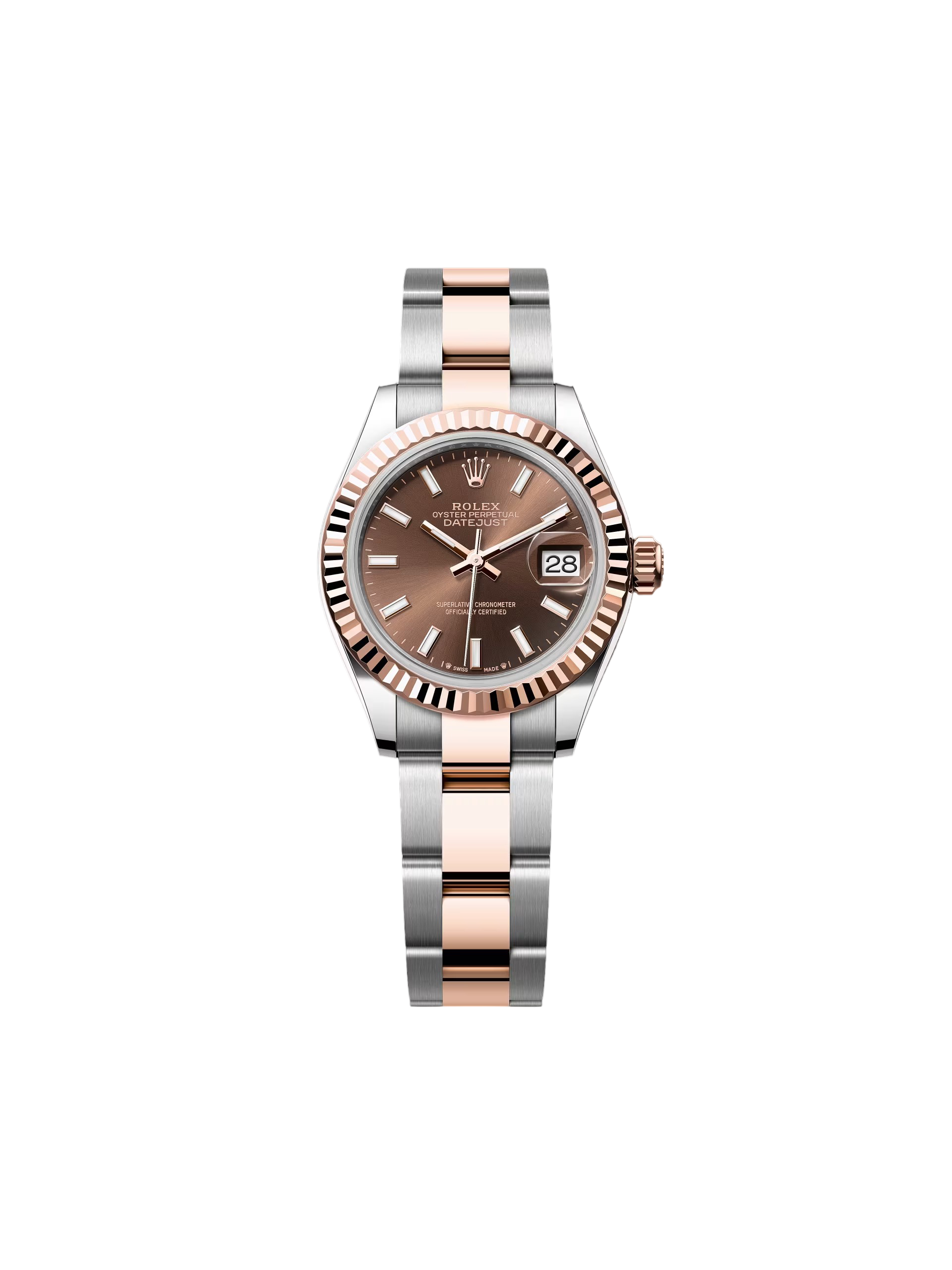 [2026 Mirror Grade]RLX Lady-Datejust 28mm 279171 Chocolate Index Oyster Stainless Steel and Rose Gold
