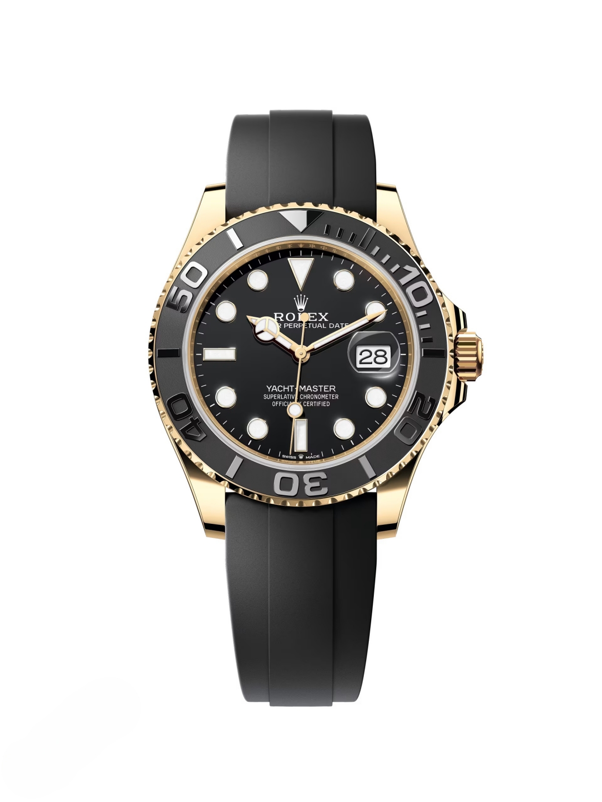 [2026 Mirror Grade]RLX Yacht-Master 42mm Yellow Gold  Watch - Black Dial - Rubber Strap 226658