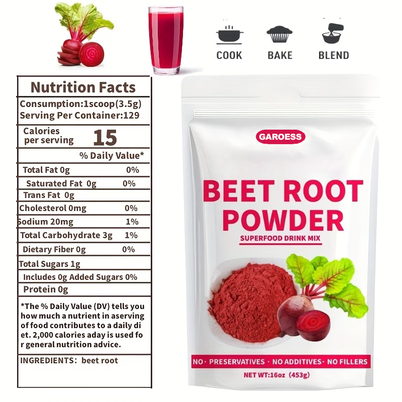 Organic Beetroot Powder (1 Pound) Natural Beetroot Juice Powder, Superfood, High-quality Beetroot Concentrate Powder - Used In Salads, Beverages, Baking, And Milkshakes.