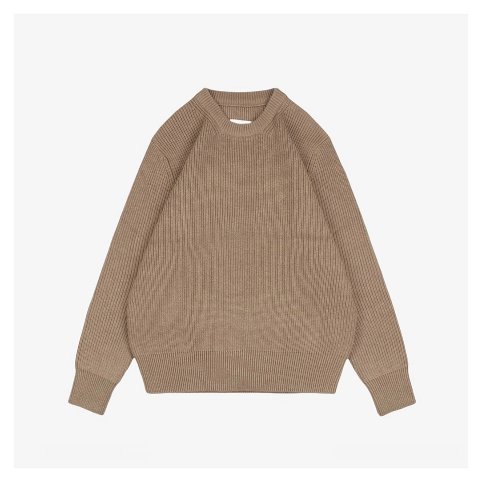 Maison Margiela Four-Stitches Rib-Knit Crewneck Sweater (Red/Khaki)