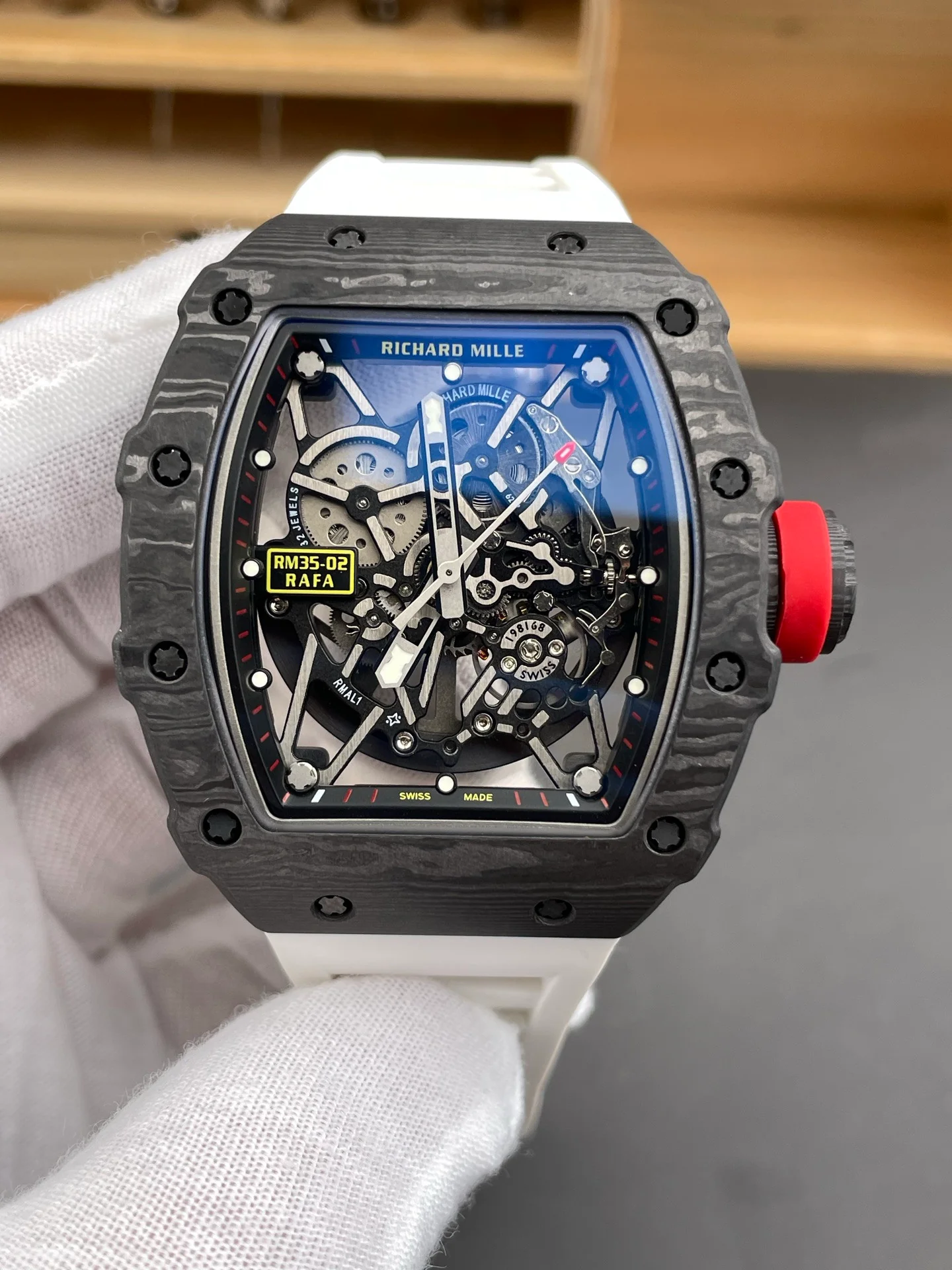 RM35-02 Carbon Fiber Red Bezel