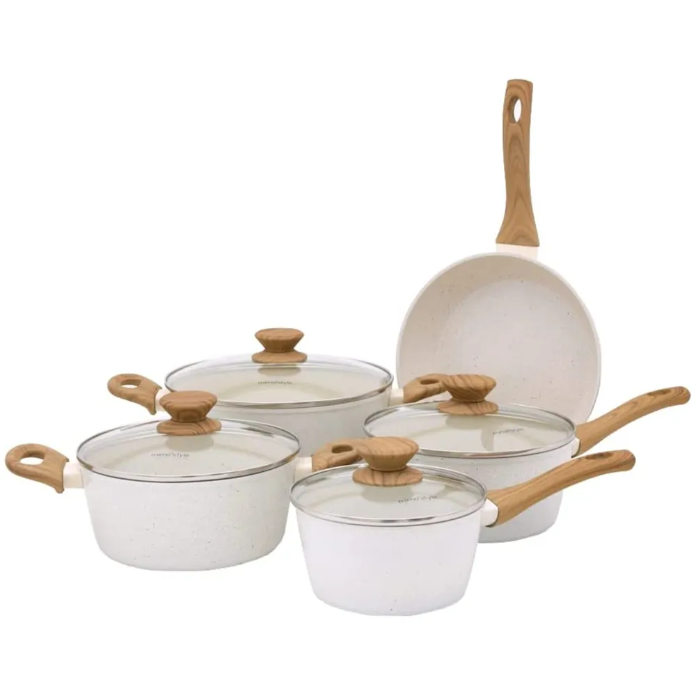 Mimo Style Marmol Vanilla 5-Piece Aluminum Induction Cookware Set