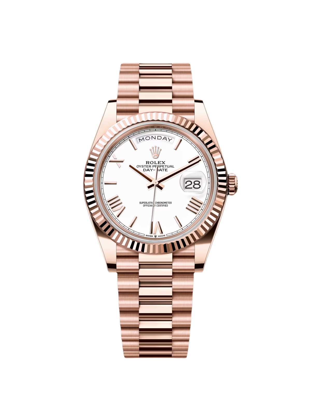 [2026 Mirror Grade]RLX Day-Date President 40mm Everose Gold White Roman Dial - 228235