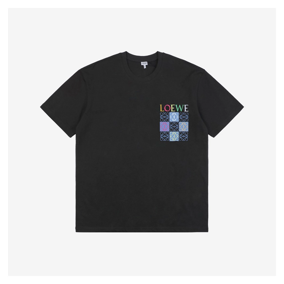 L Multicolor Anagram Grid Graphic T-Shirt (White/Black)