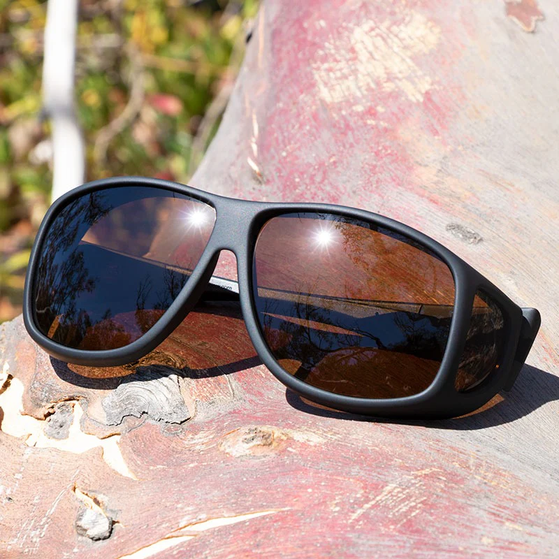 Extra Large Black Aviator Frame with Polarized Amber Lens