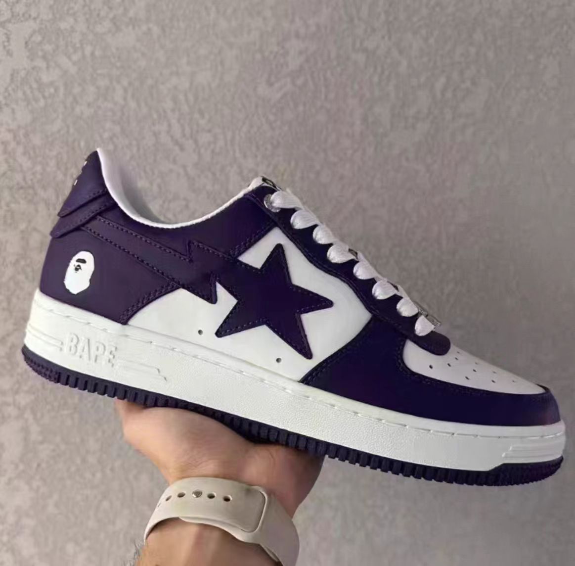 A Bathing Ape Bape Sta Low White Purple Leather