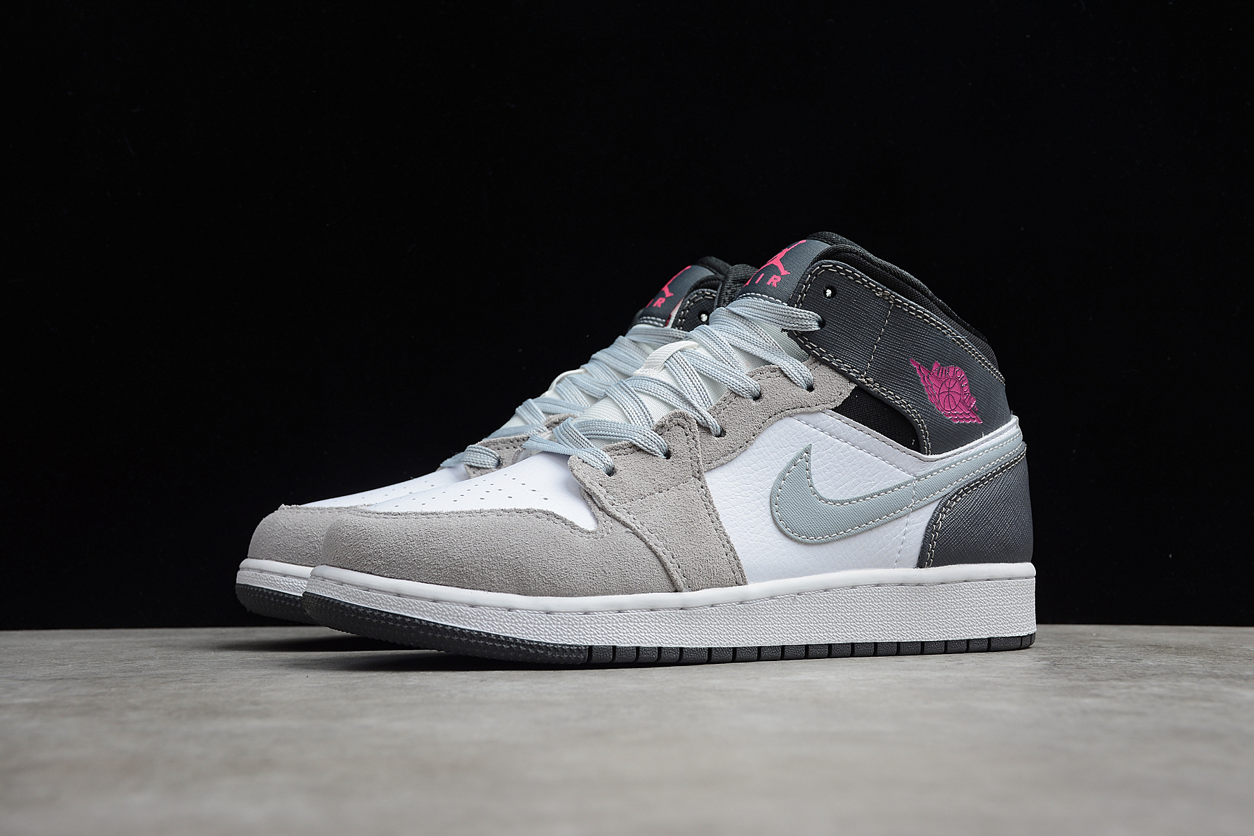 Air Jordan 1 Mid GS 'Grey Hyper Pink' White