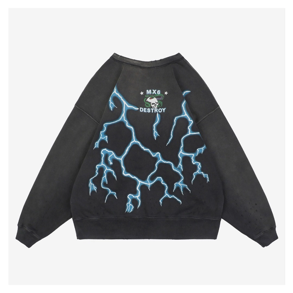 Saint Michael Medusa Lightning Graphic Crewneck Sweatshirt
