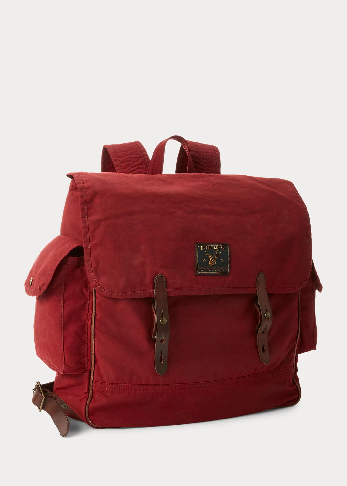 Leather-Trim Oilcloth Backpack