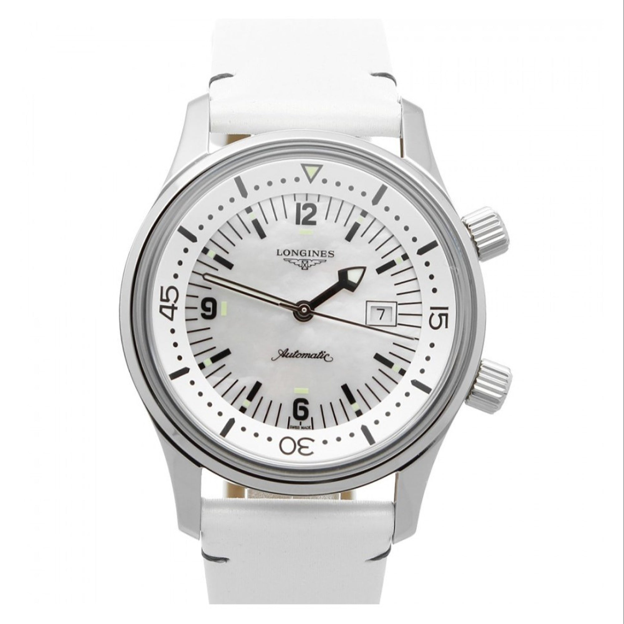 [2026 Mirror Grade]Longines Women's L3.374.4.80.0 Legend Diver White Leather Watch
