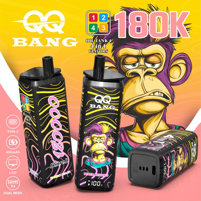 【10 products with free shipping and large discounts】QQ BANG 180K Puffs Prefilled Vape |  Rechargeable