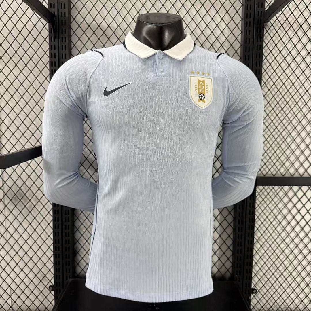 Uruguay Authentic Soccer Jersey Home Long Sleeve Shirt World Cup 2026