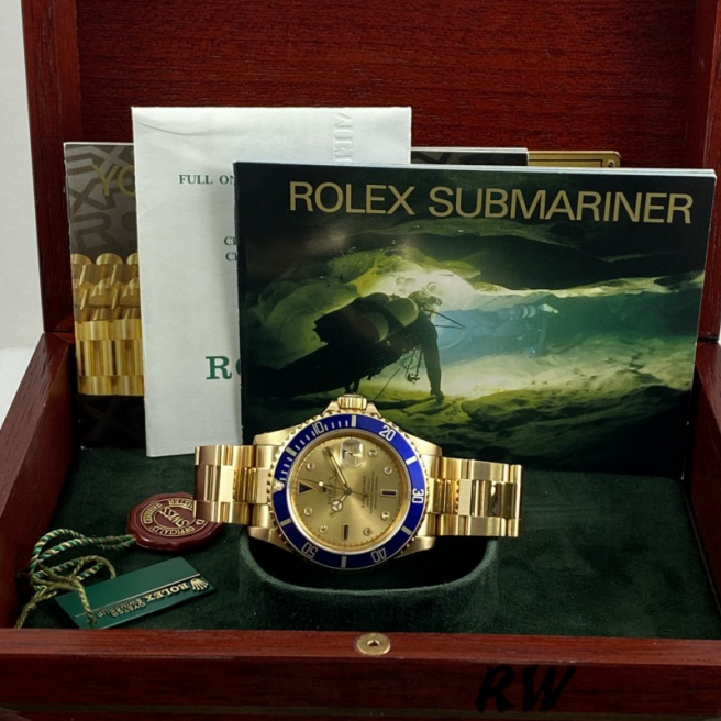 [2026 Mirror Grade]Rolex Submariner 16618 Yellow Gold Champagne Dial 40mm Mens Replica Watch