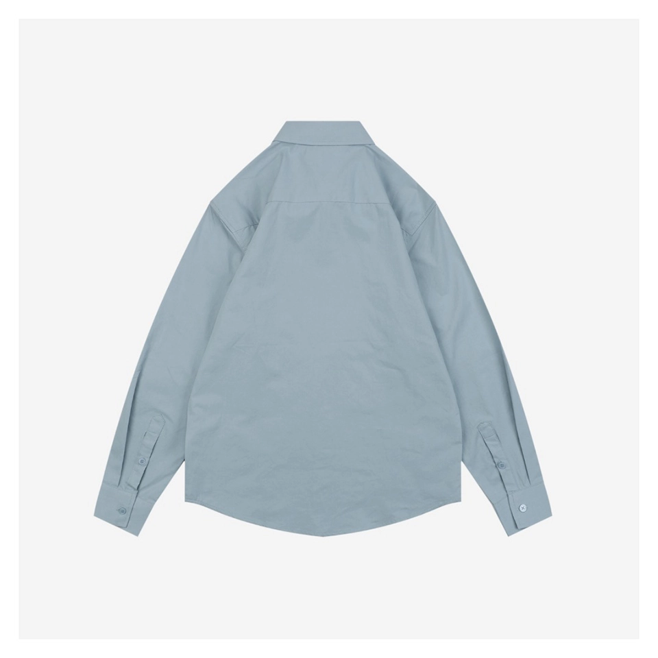 Ami Tonal Heart Embroidery Shirt (Blue/Grey/White)