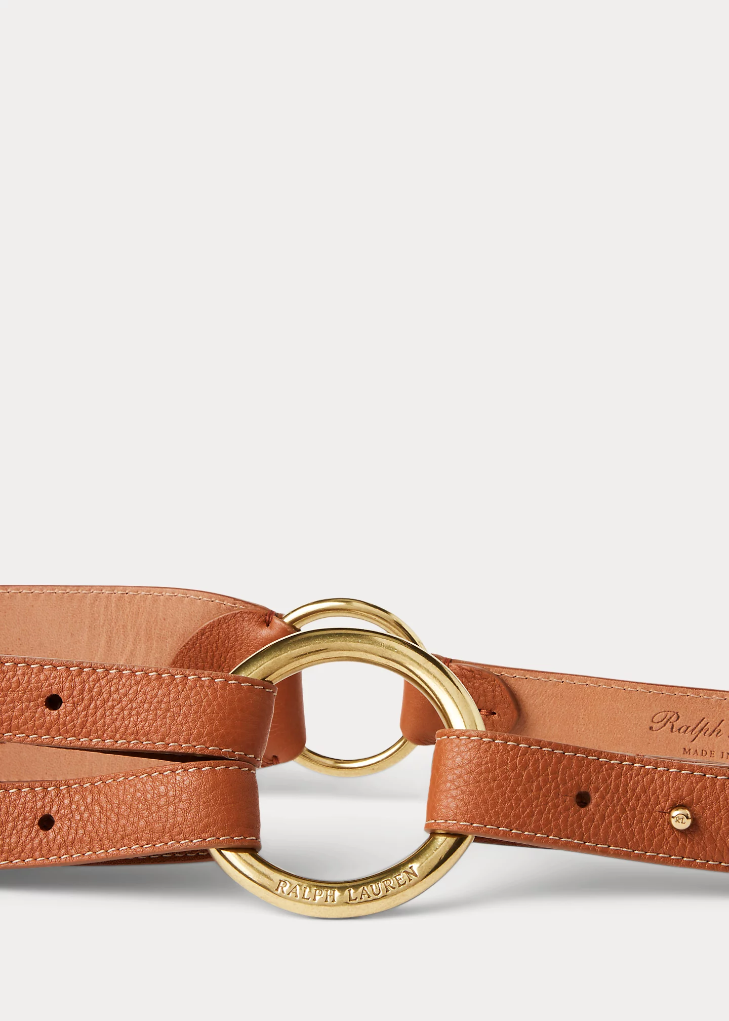 Tri-Strap O-Ring Pebbled Calfskin Belt