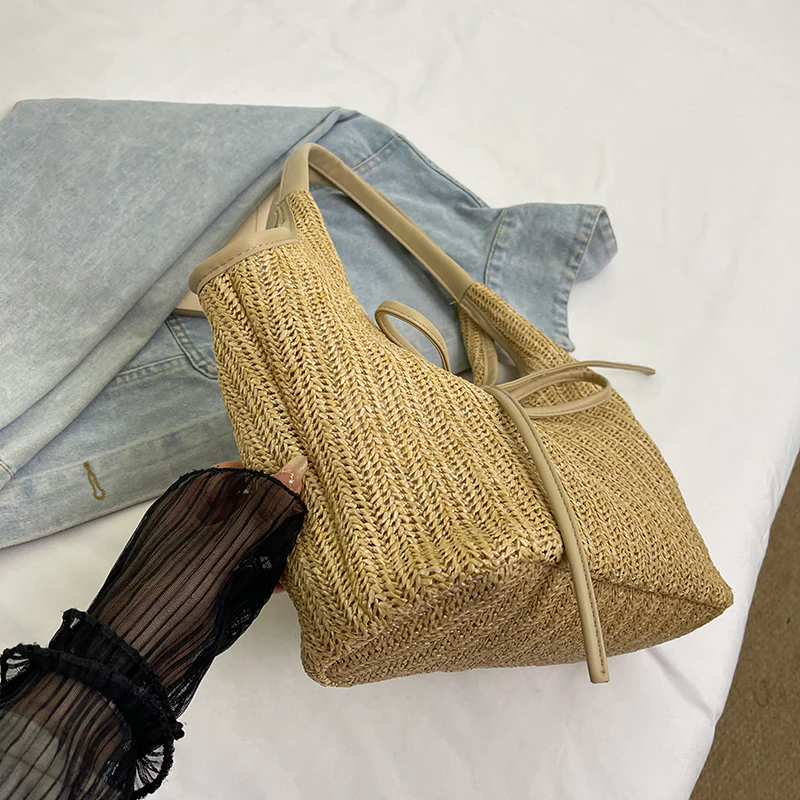 Ribbon Straw Tote