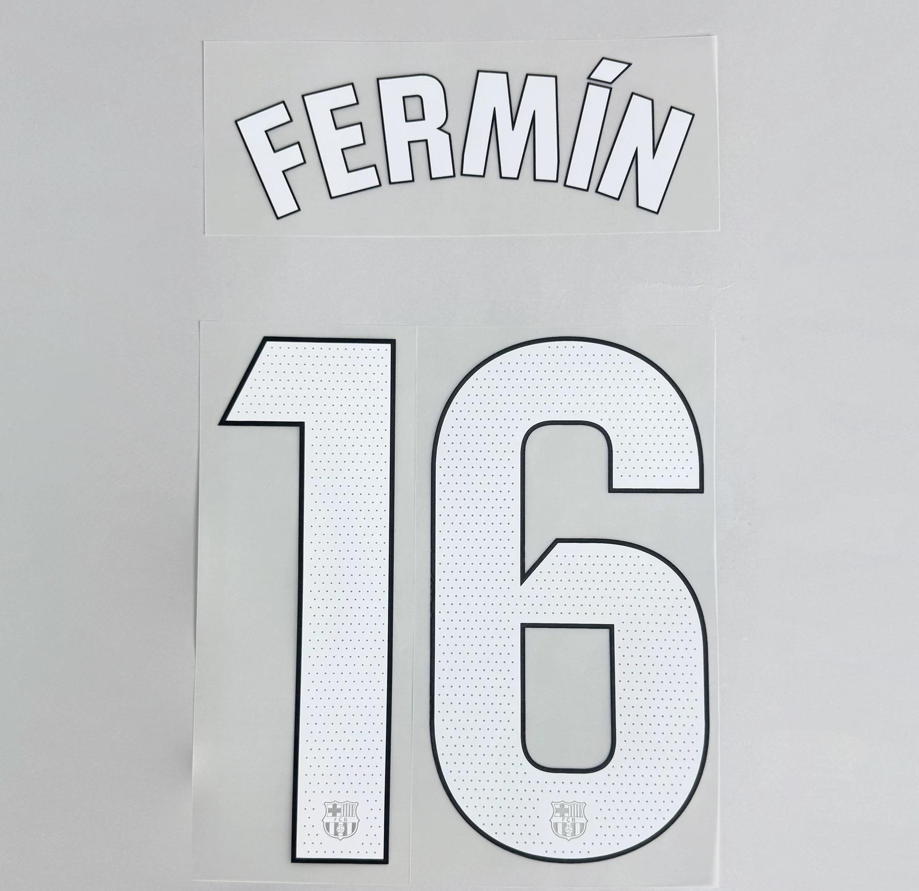 FERMIN #16 FC Barcelona 2025-26 Third Away La Liga Football Soccer Name & Number Set