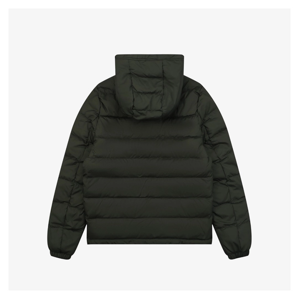 Mxxcler Ribbed Panel Arm Logo Hooded Down Jacket#MT-188 (Green/Black/White)