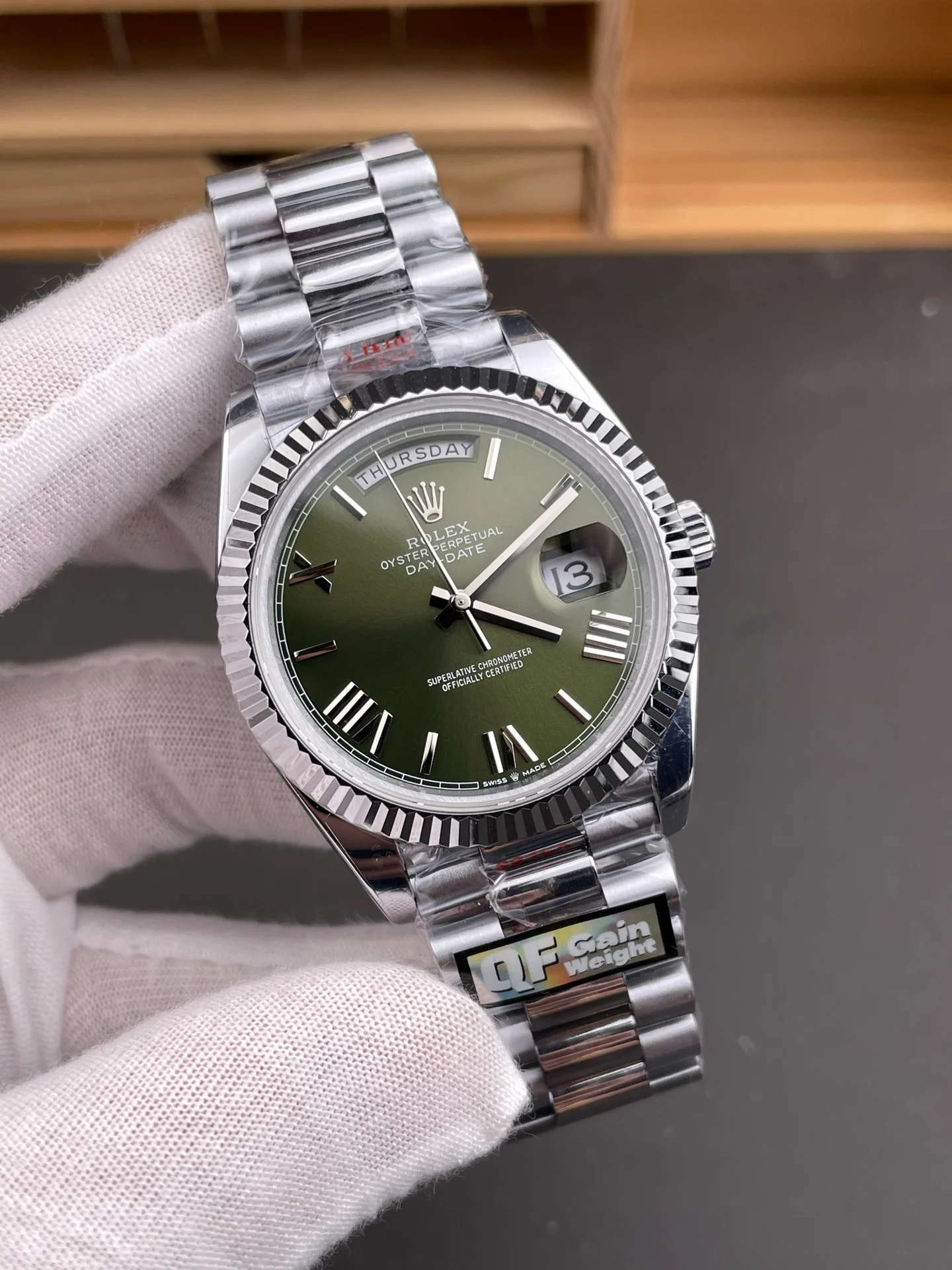 Day-Date Olive Green Roman Dial