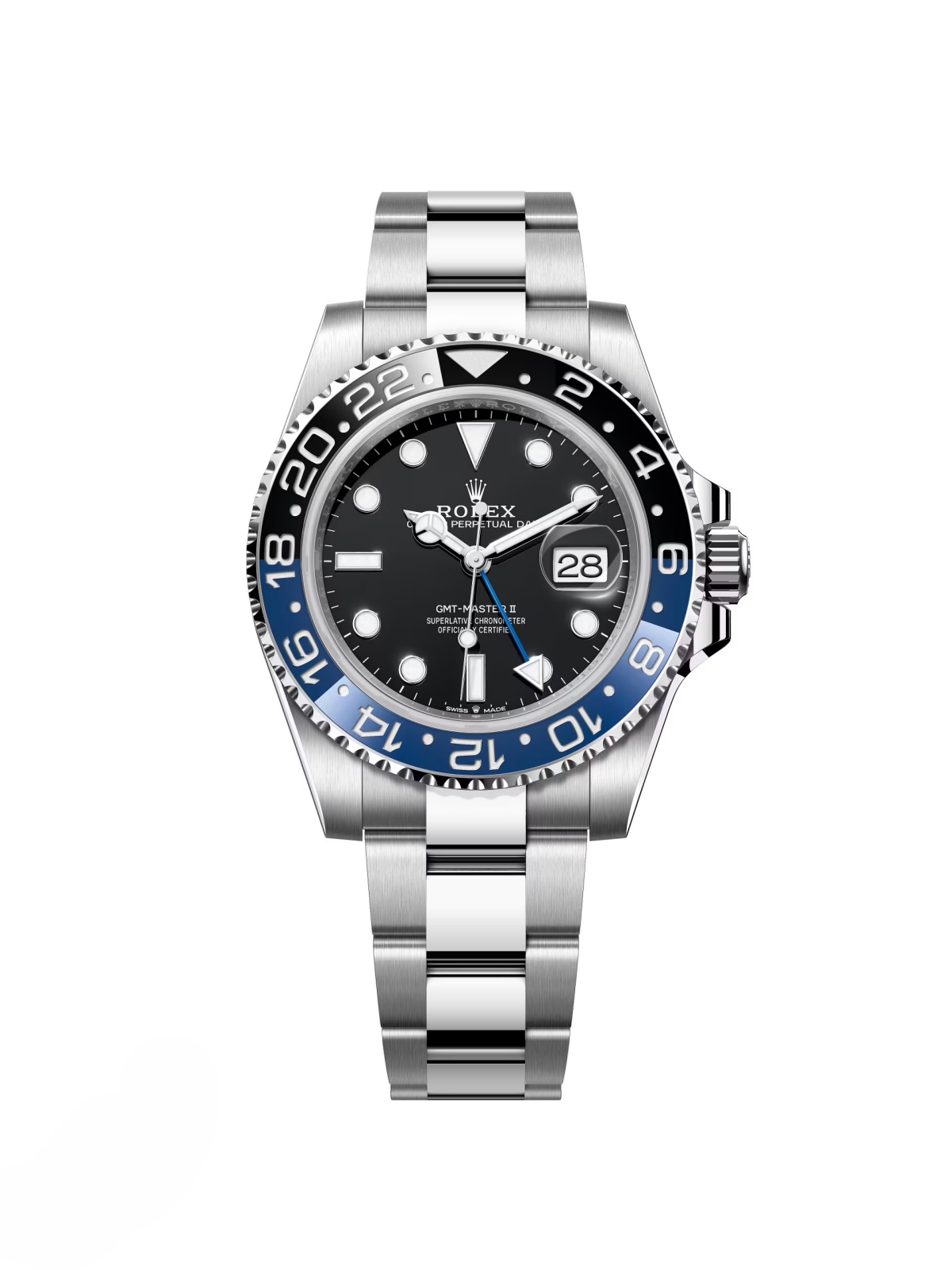 [2026 Mirror Grade]RLX GMT-Master II 40 Watch - Black and Blue Batman Bezel - Black Dial - Oyster Bracelet | Ref m126710blnr-0003