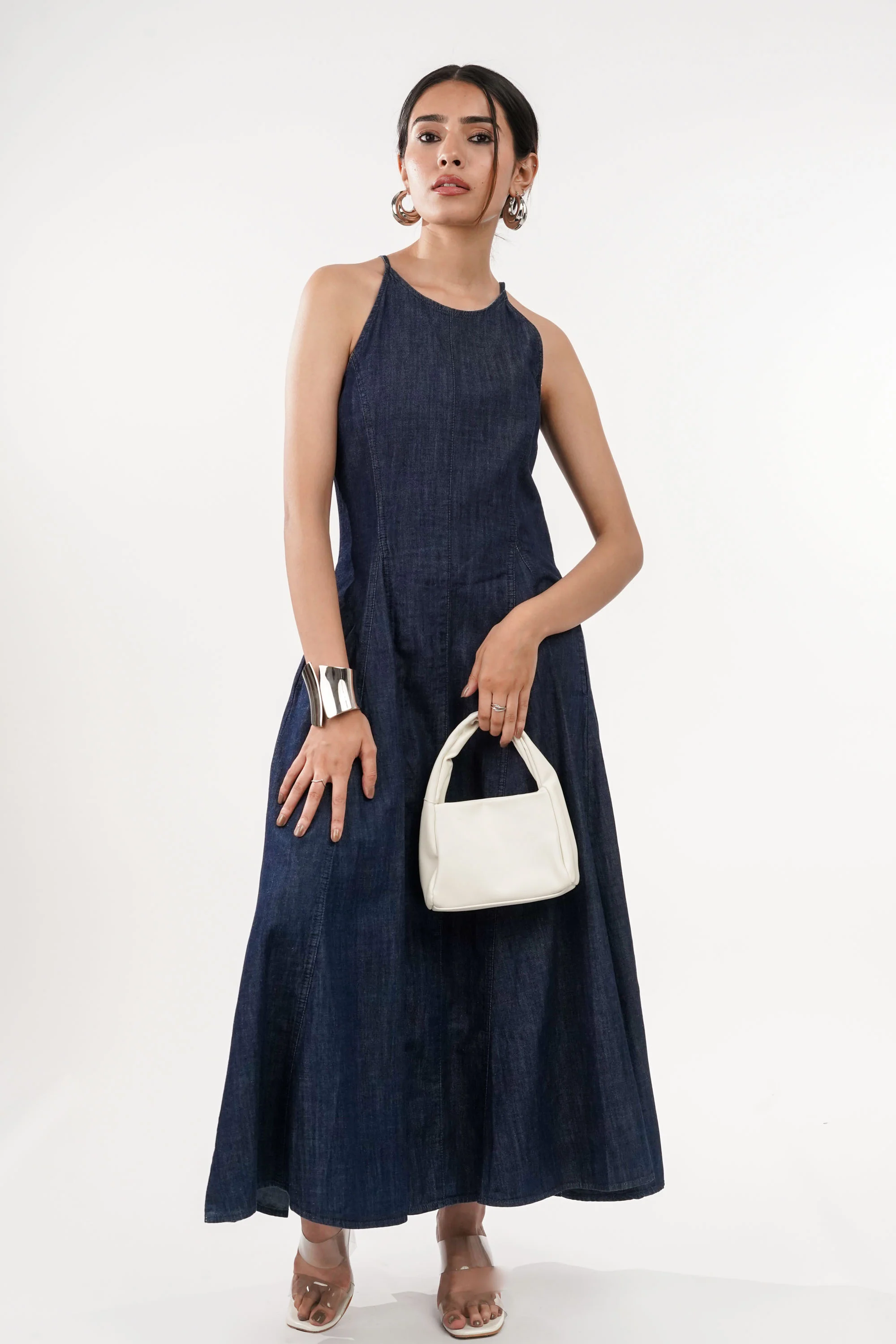 Edith Denim Halter Dress