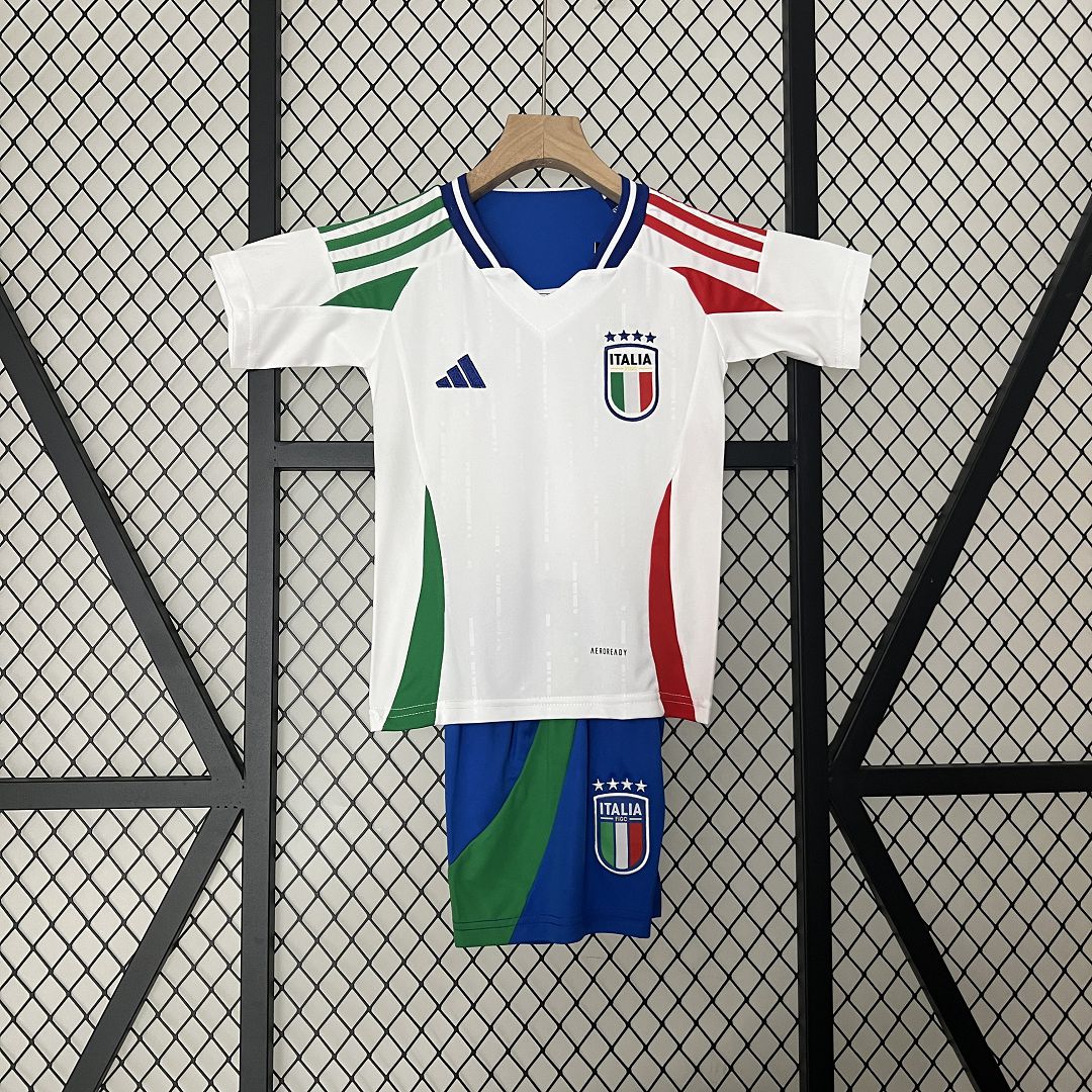 Italy Away Football Uniform Kids Kit Jersey+Shorts EURO 2024