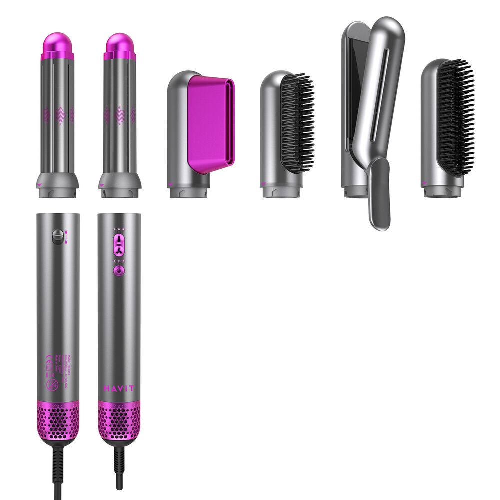 HAVIT Suszarka do włosow Havit HD8118, 1200 W, 6 końcówek, różowo-szara