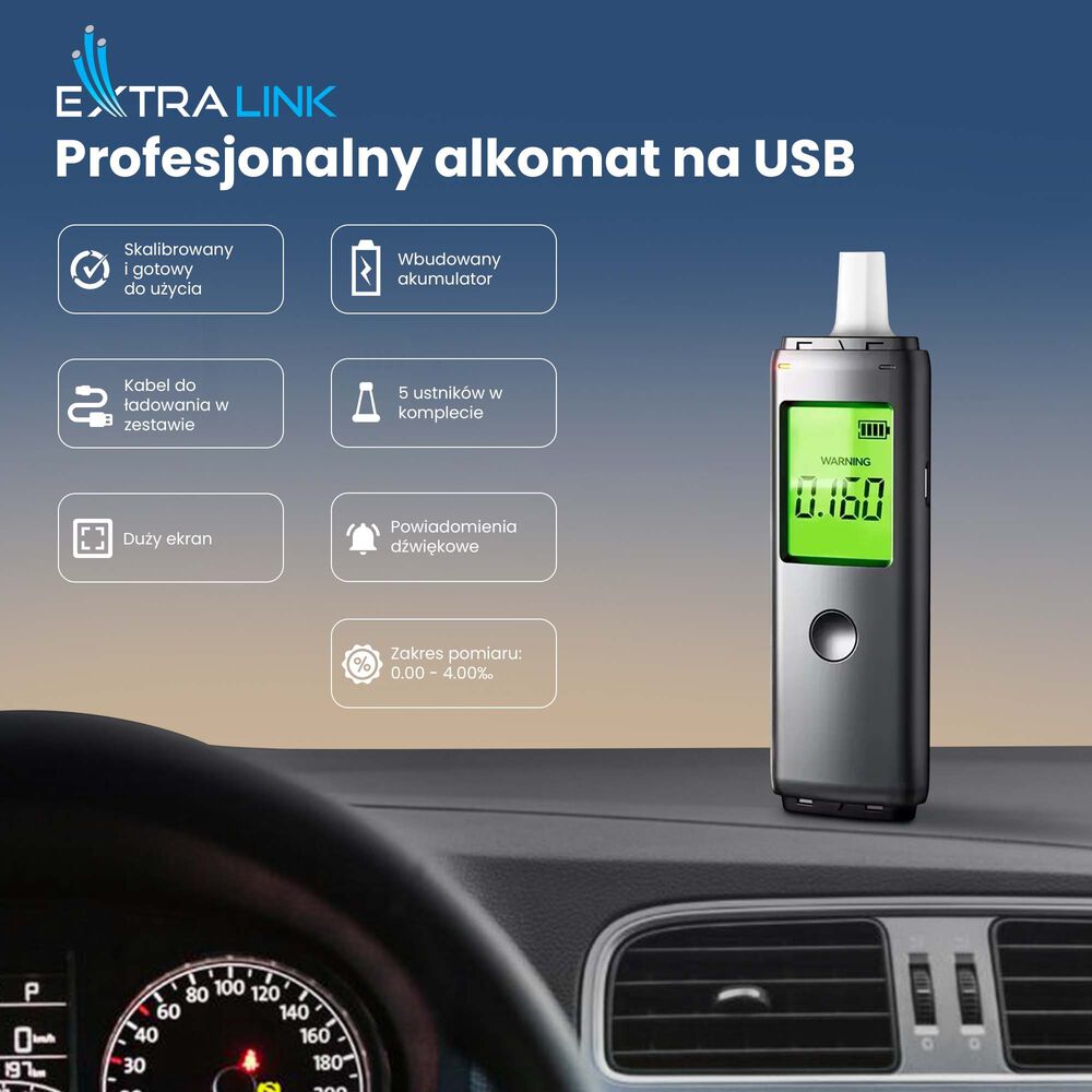 EXTRALINK Alkomat elektroniczny Extralink Lifestyle Alkologic PO-01, półprzewodnikowy