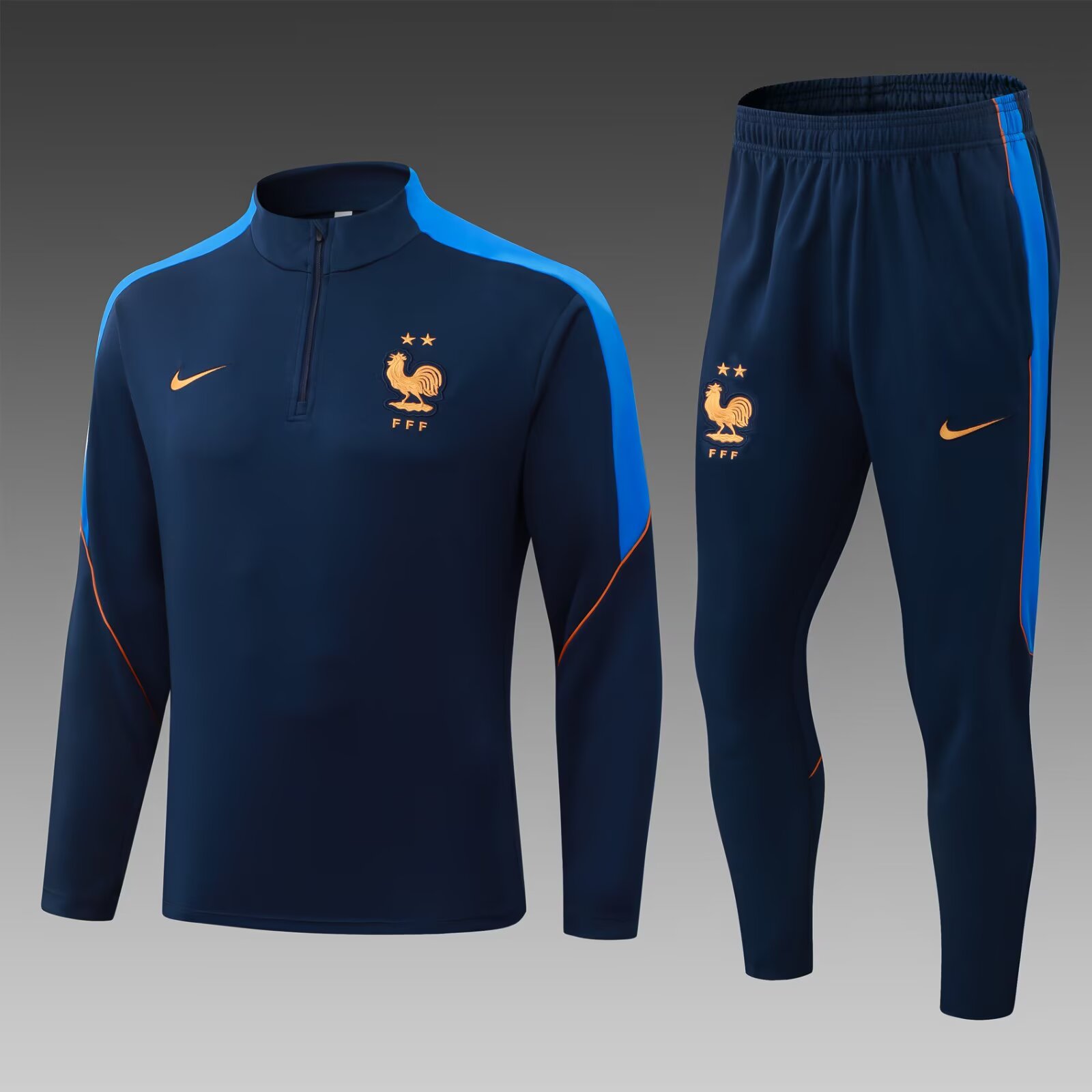2026 France Half-Zip Training Suit Royal Blue Shirt Set