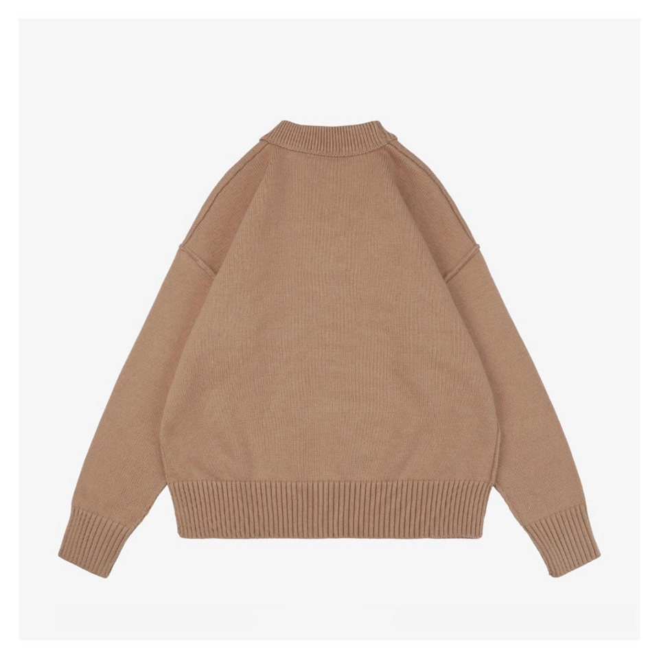 Ami De Cœur Oversized Heart Logo Crewneck Sweater (Brown/White/Black)