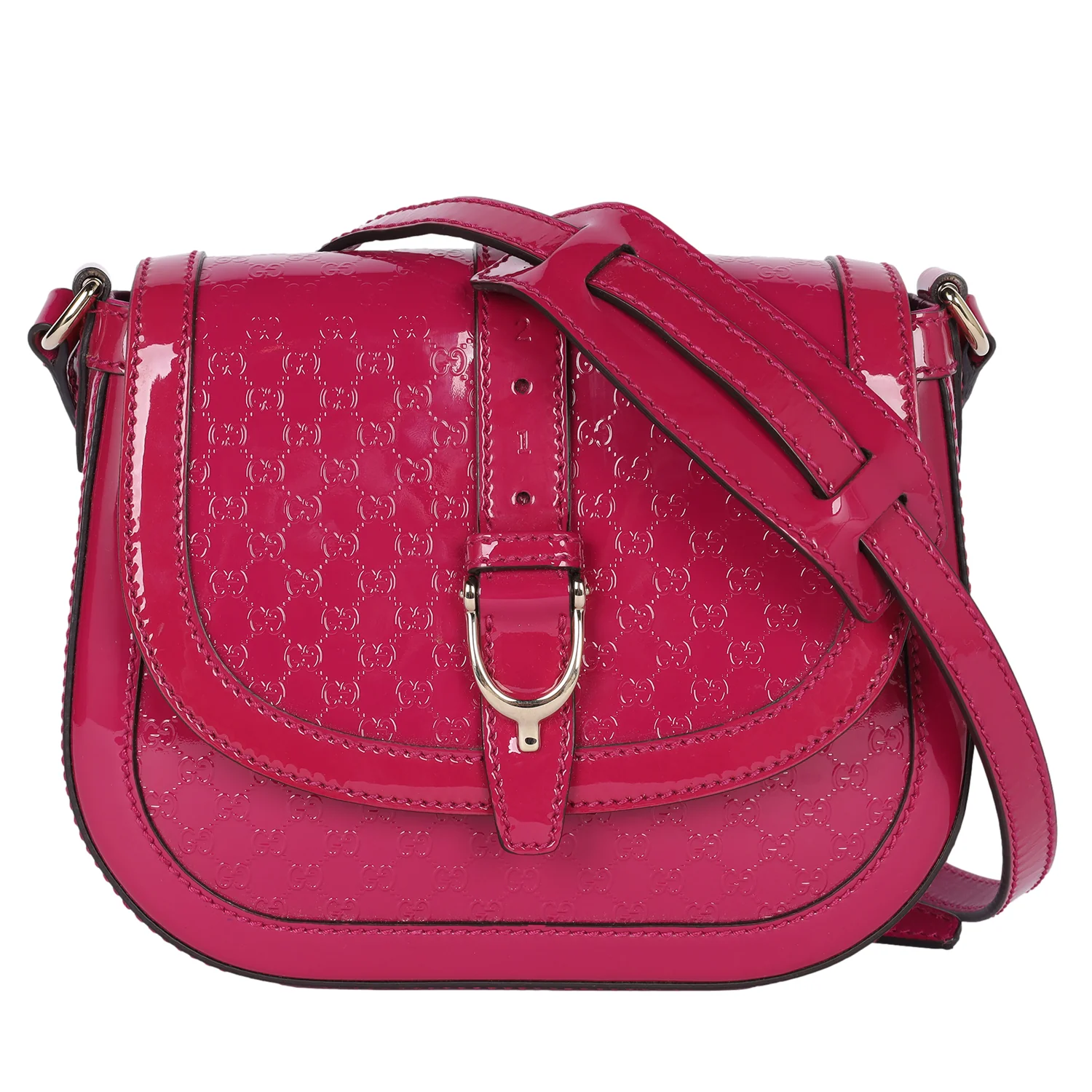 Patent Leather Microguccissima Nice Crossbody Bag Bright Pink
