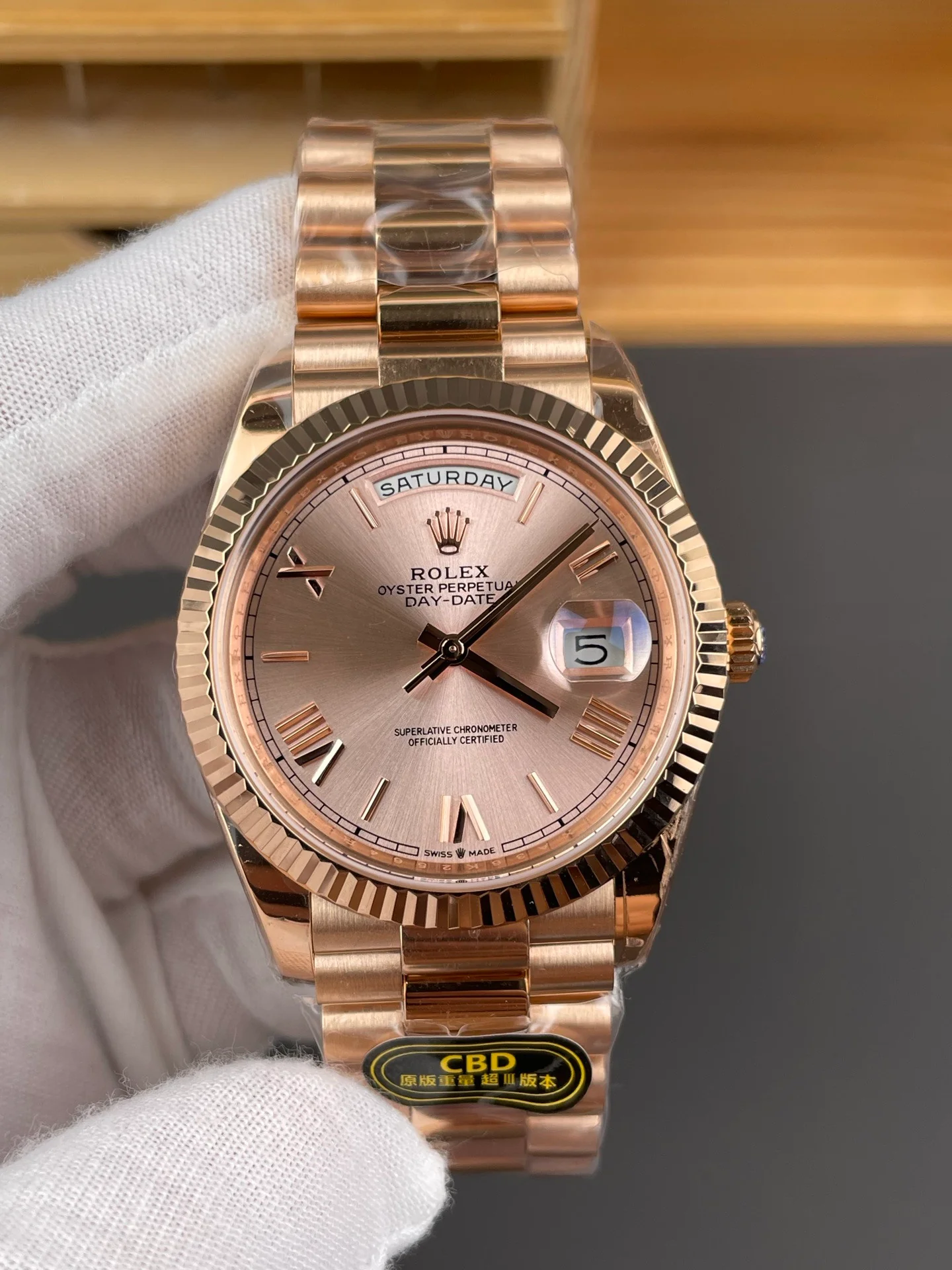 Day-Date Rose Gold Champagne Roman Dial