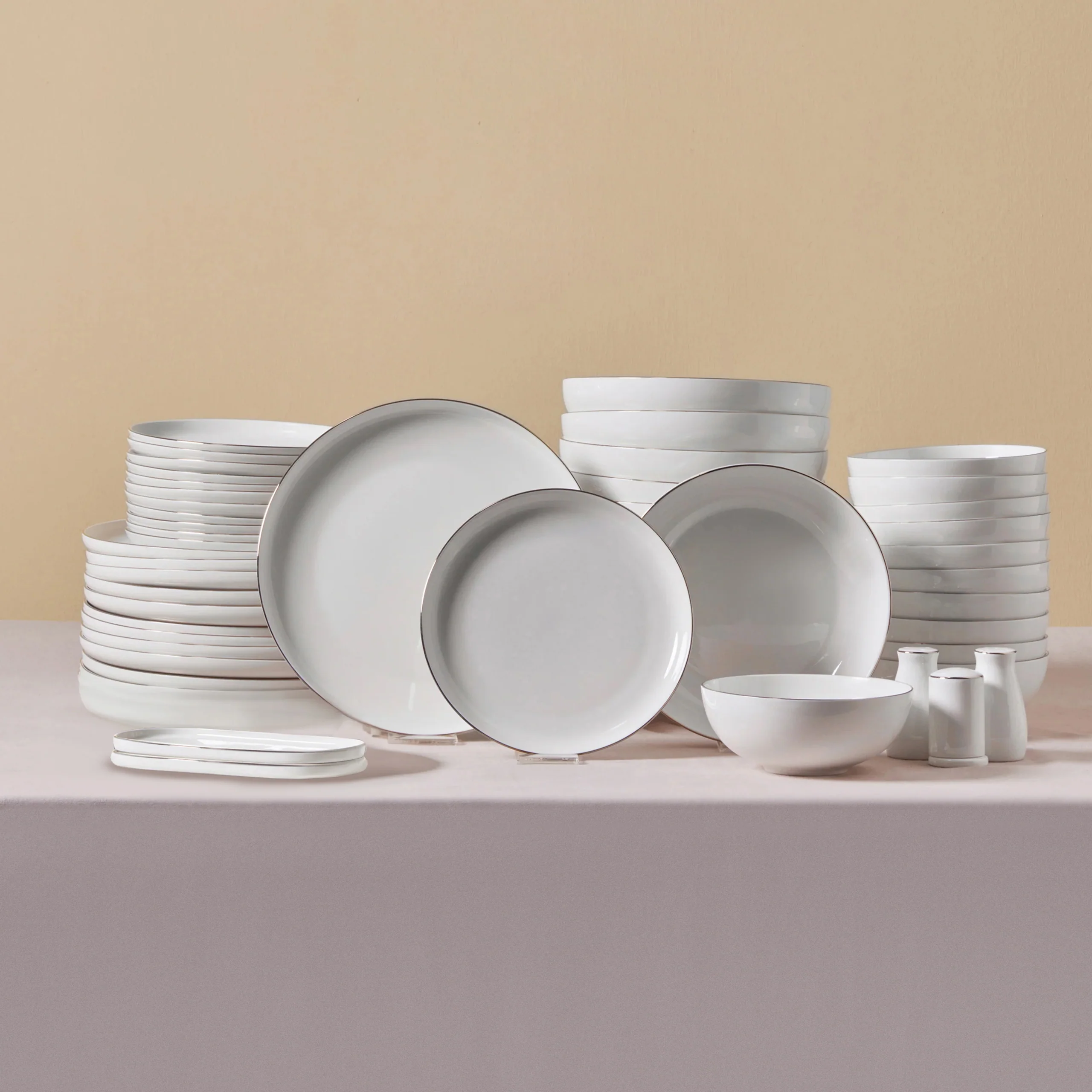 Ensemble de vaisselle Karaca Streamline Favaro 53 pièces pour 12 personnes Platine