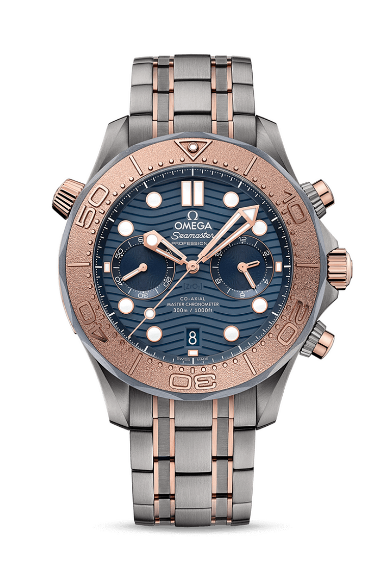 [2026 Mirror Grade]Omega Seamaster Diver 300M Chronograph Sedna Gold Titanium Tantalum