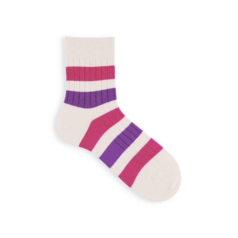 062130032 Wide Tricolour Stripes Short Socks