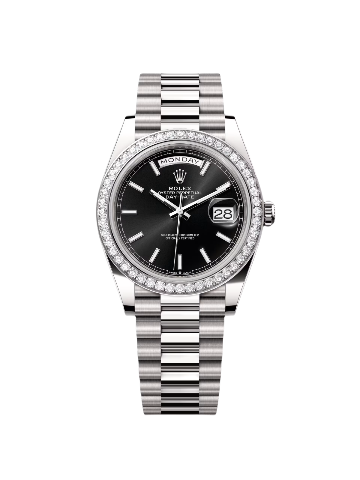 [2026 Mirror Grade]RLX  Day-Date 40mm 228349RBR-0002 Bright Black Dial President Bracelet