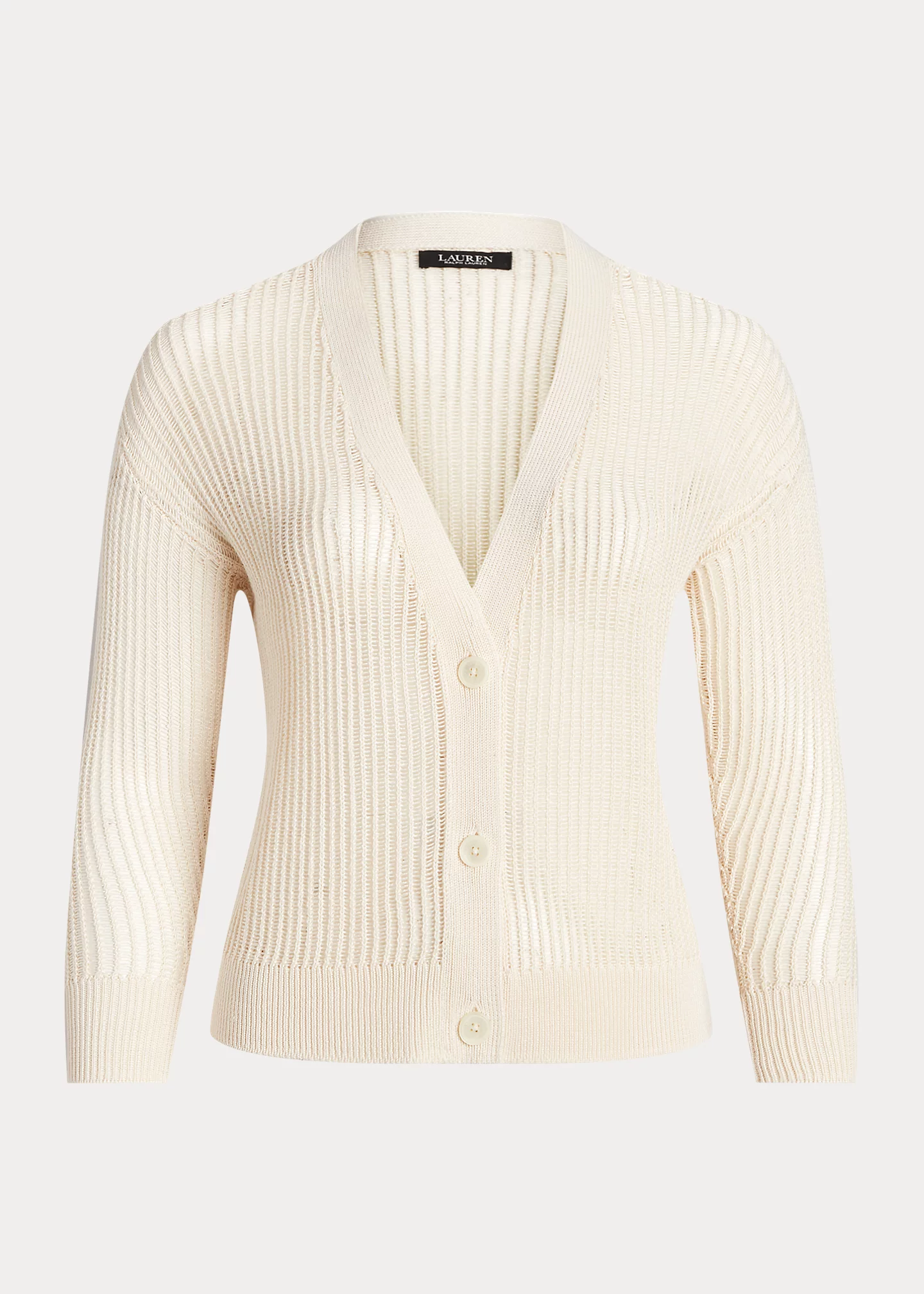 Linen-Blend Rib-Knit Cropped Cardigan