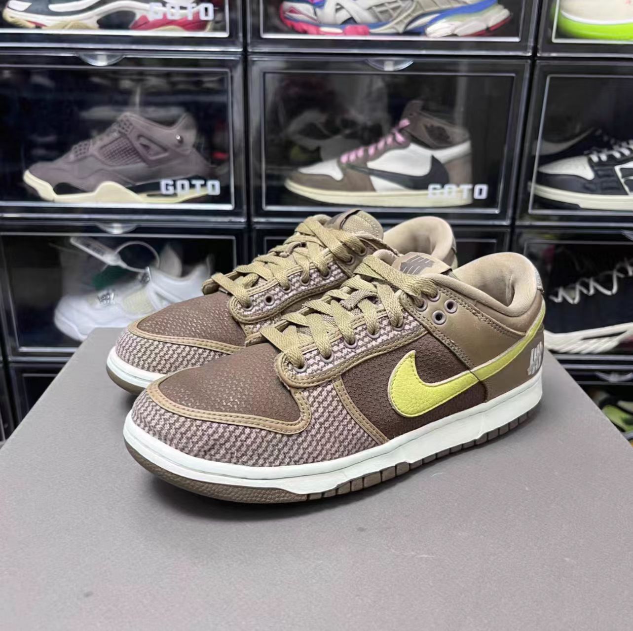 Undefeated x Nike Dunk Low Brown Mesh Yellow Swoosh