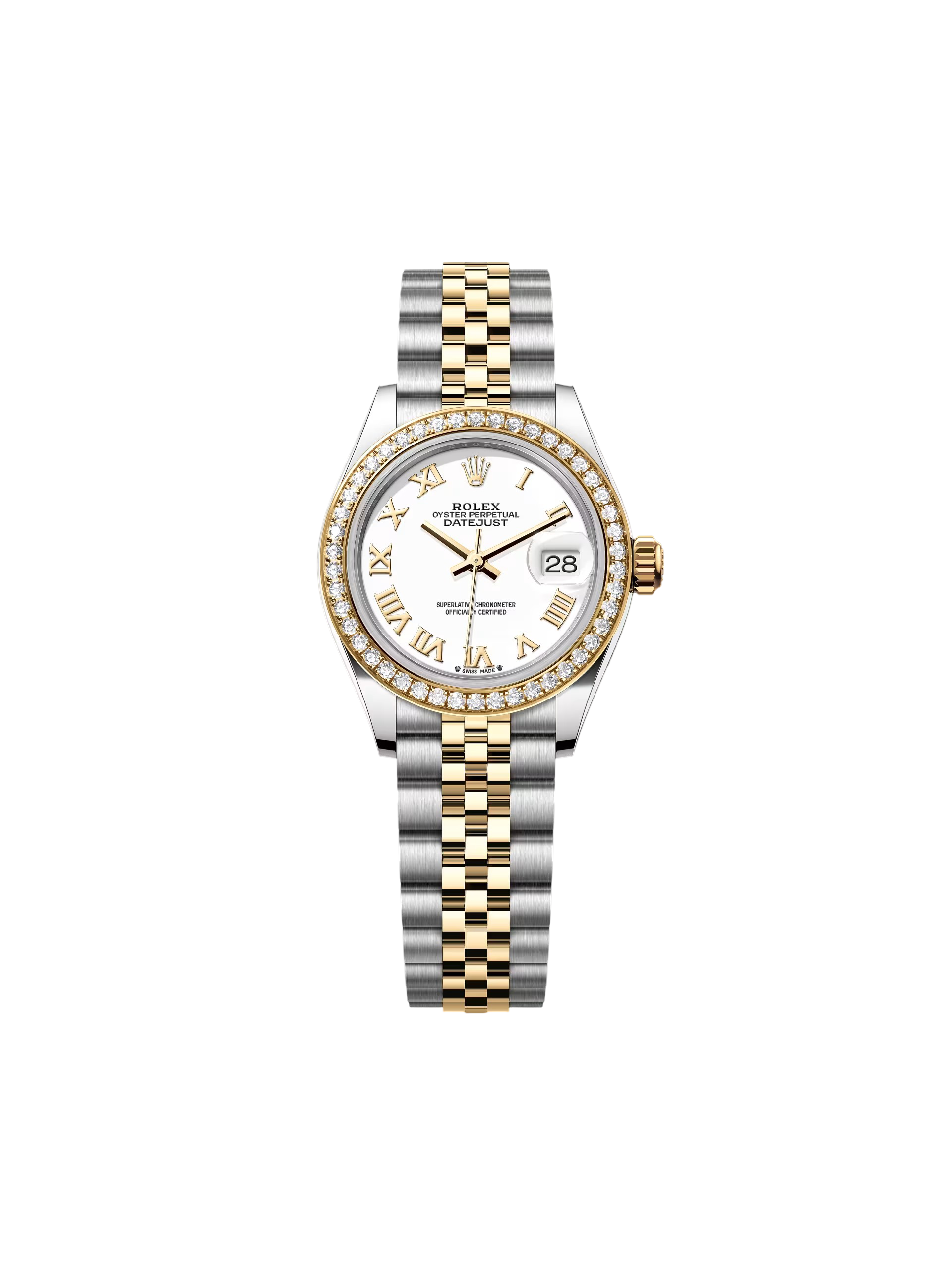 [2026 Mirror Grade]RLX Lady-Datejust 28mm 279383RBR White Roman Dial Yellow Rolesor Oyster Bracelet