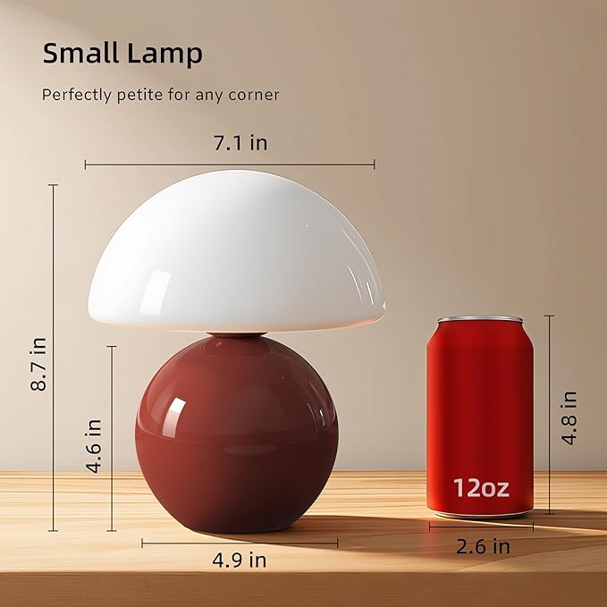 DESIGNLUME Mushroom Lamp Table Lamp for Bedroom
