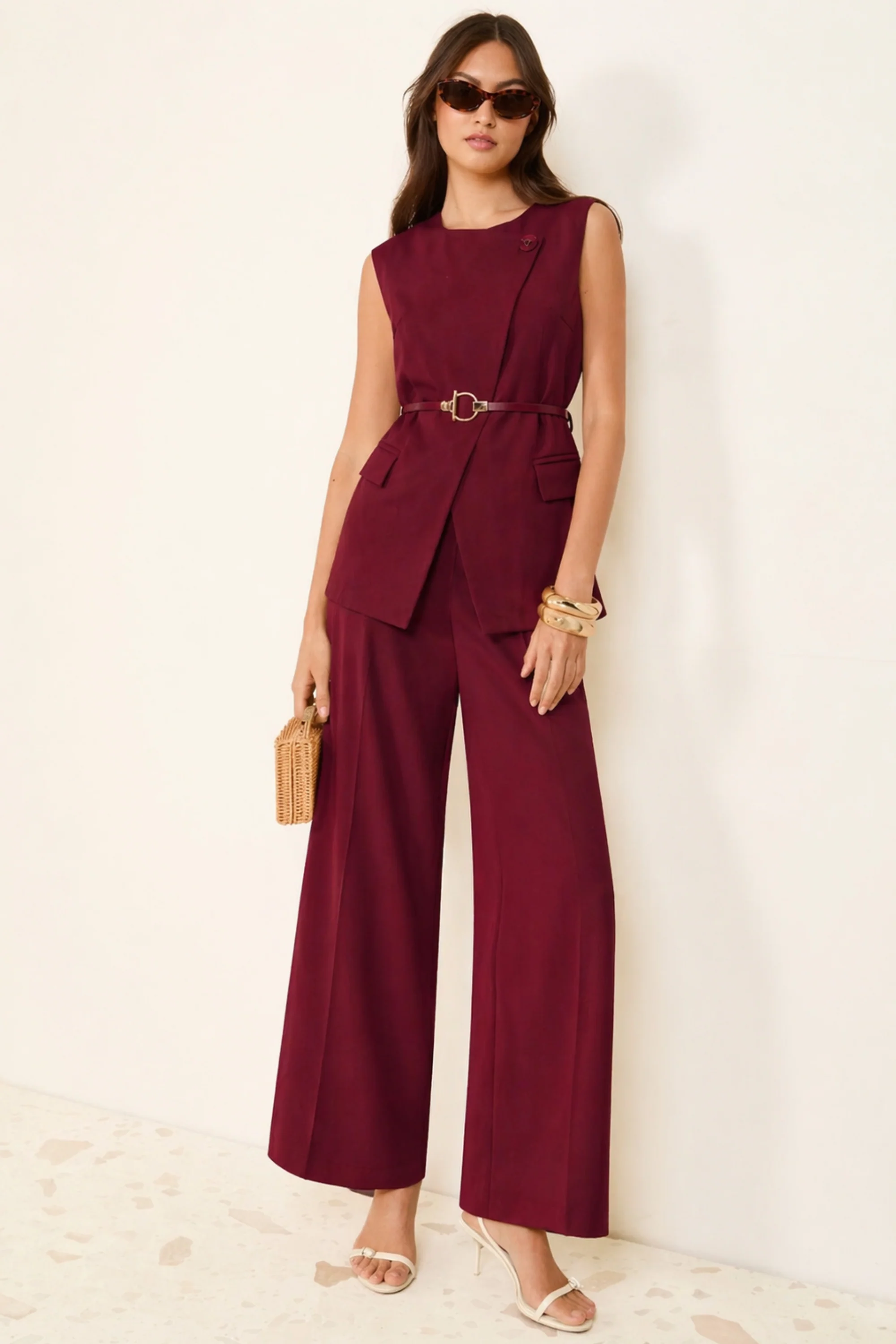 Ruby Asymmetric Waistcoat Co-ord Set