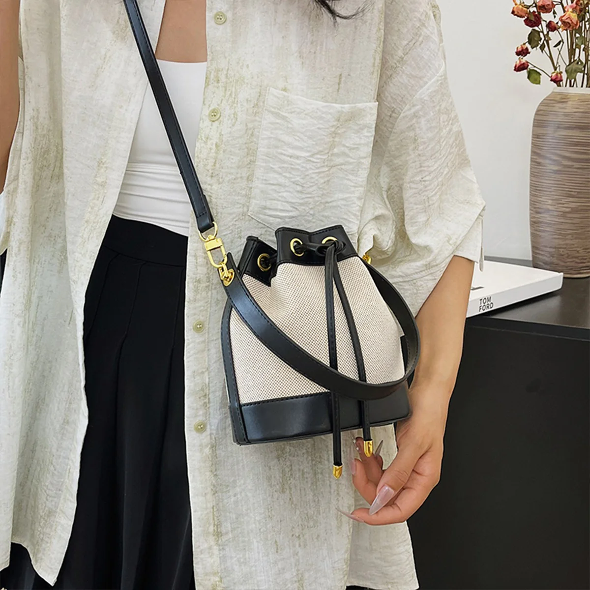 Chloe Canvas Bucket Bag