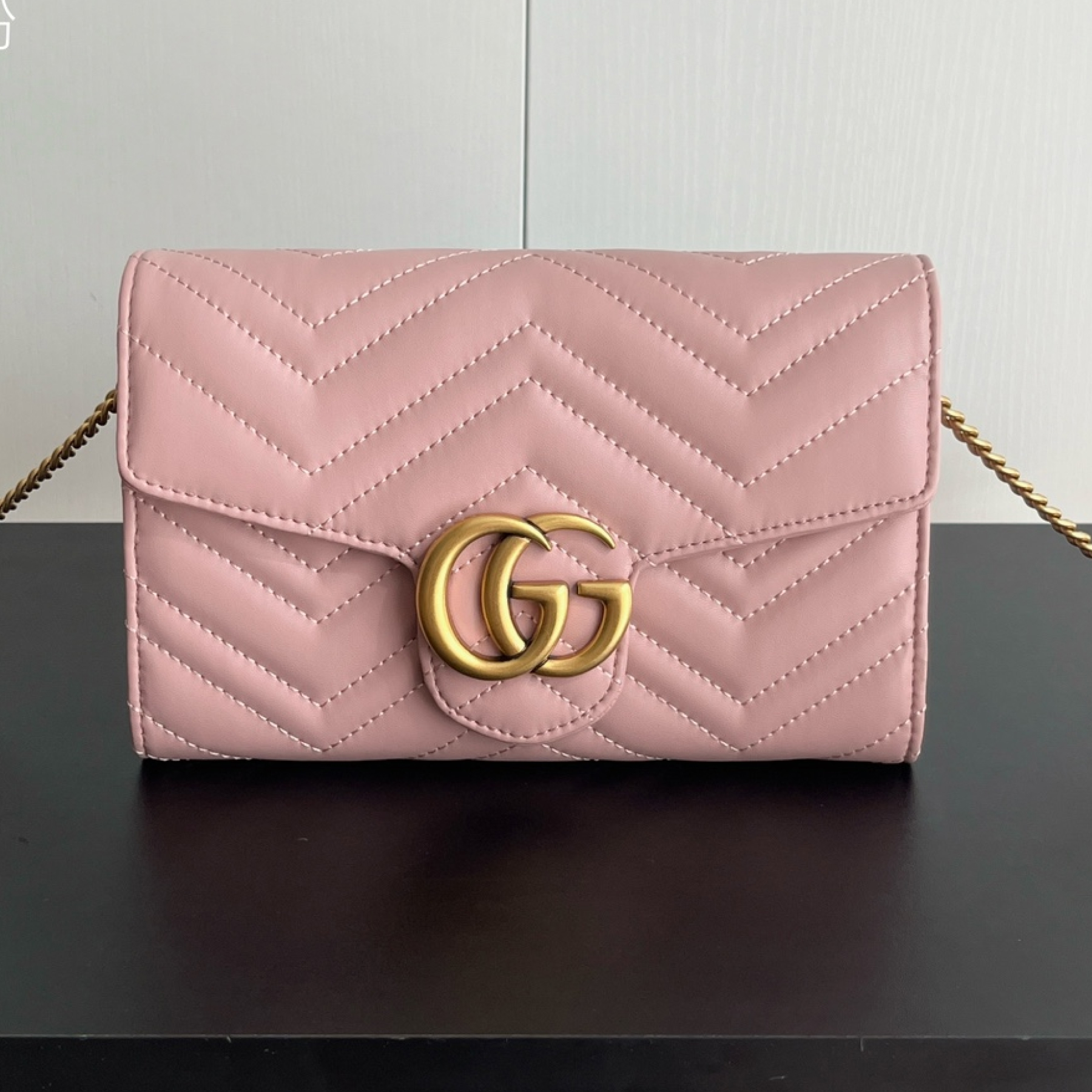 Gucci Marmont Chain Wallet - Pink Gold  Wallet